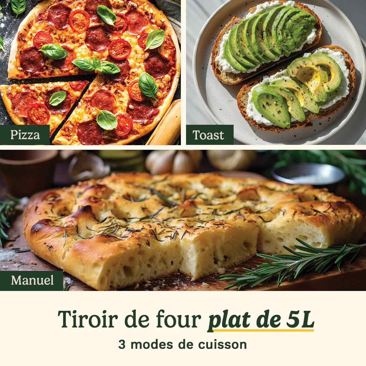 Cuisinart Tri Zone Air fryer et Four 13,6 L sans PFAS, 3 zones, 2 paniers 4,3L + four 5L, 9 fonctions : airfryer, rôtir, griller, cuire, réchauffer, déshydrater, pizza, toast, manuel, Acier inoxydable