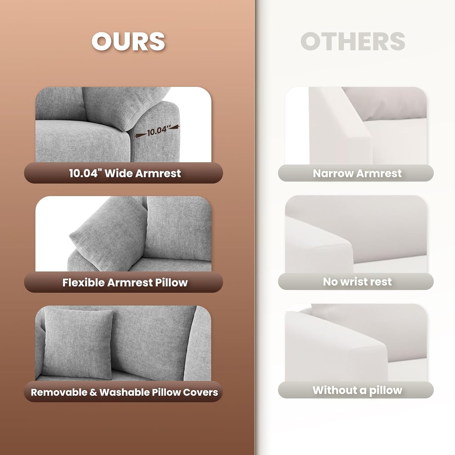 MALOL 89.8" Cloud Boneless Sofa, Loveseat Couches with 4 Pillows, Modern Living Room 2 Seater Sofa for Small Space, Apartment, No Assembly, Light Grey
