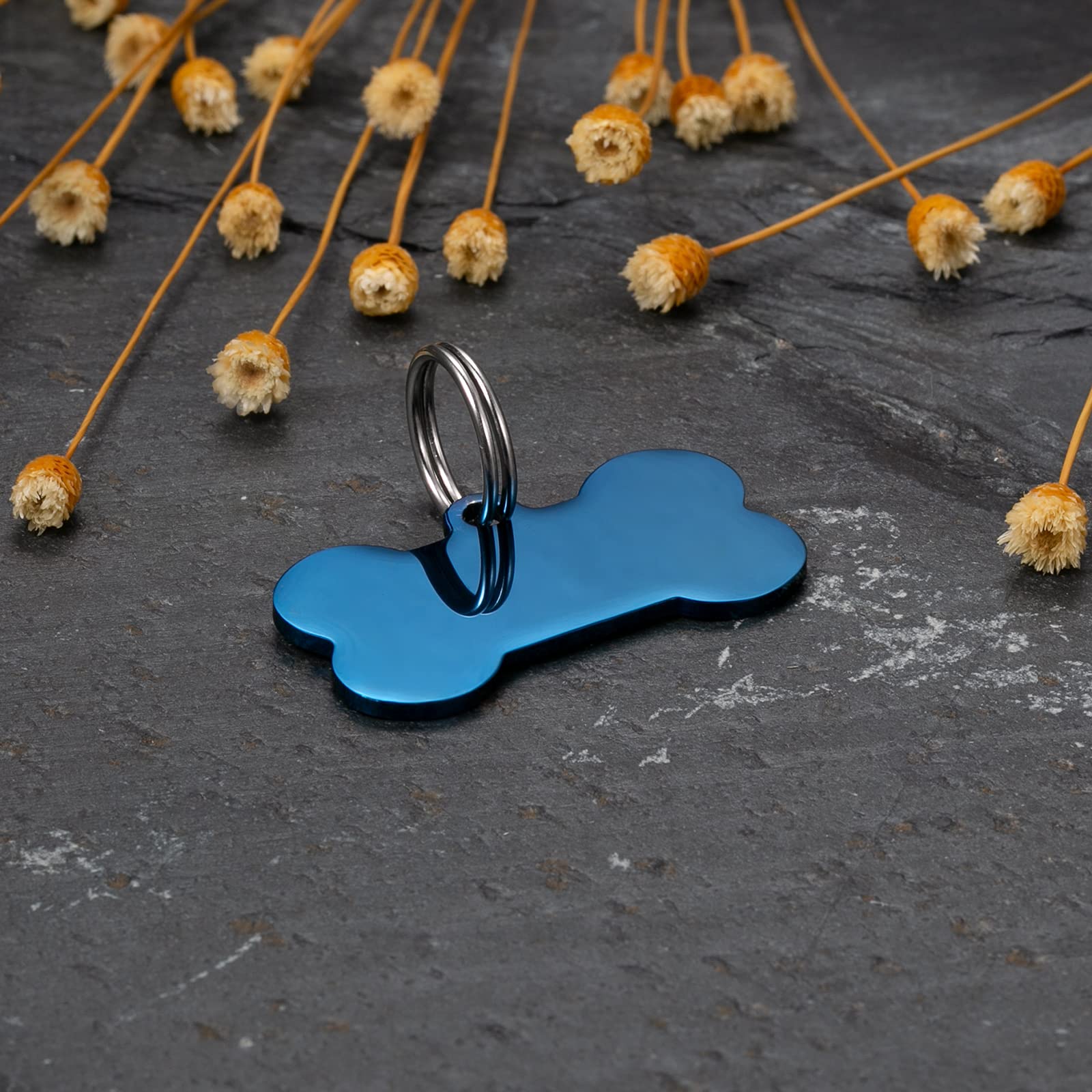 Personalized Pet Id Tags for Cats & Dogs Bone Stainless Steel Dog Id Tag Specialized Tag Custom pet ID Tags Laser Engraved Name & Phone Number Identification (Blue)