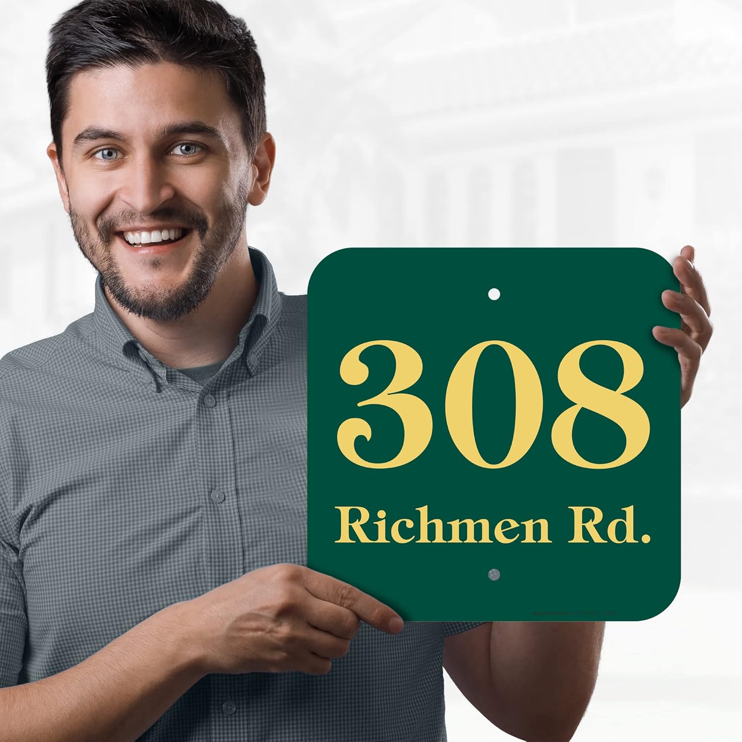 House Address Sign, House Number Plaque, 12x12 Inch, .040 Aluminum 16 Font Colors, 20 Font Styles, Reflective Option, USA Made by My Sign Center (Simple - Flood)