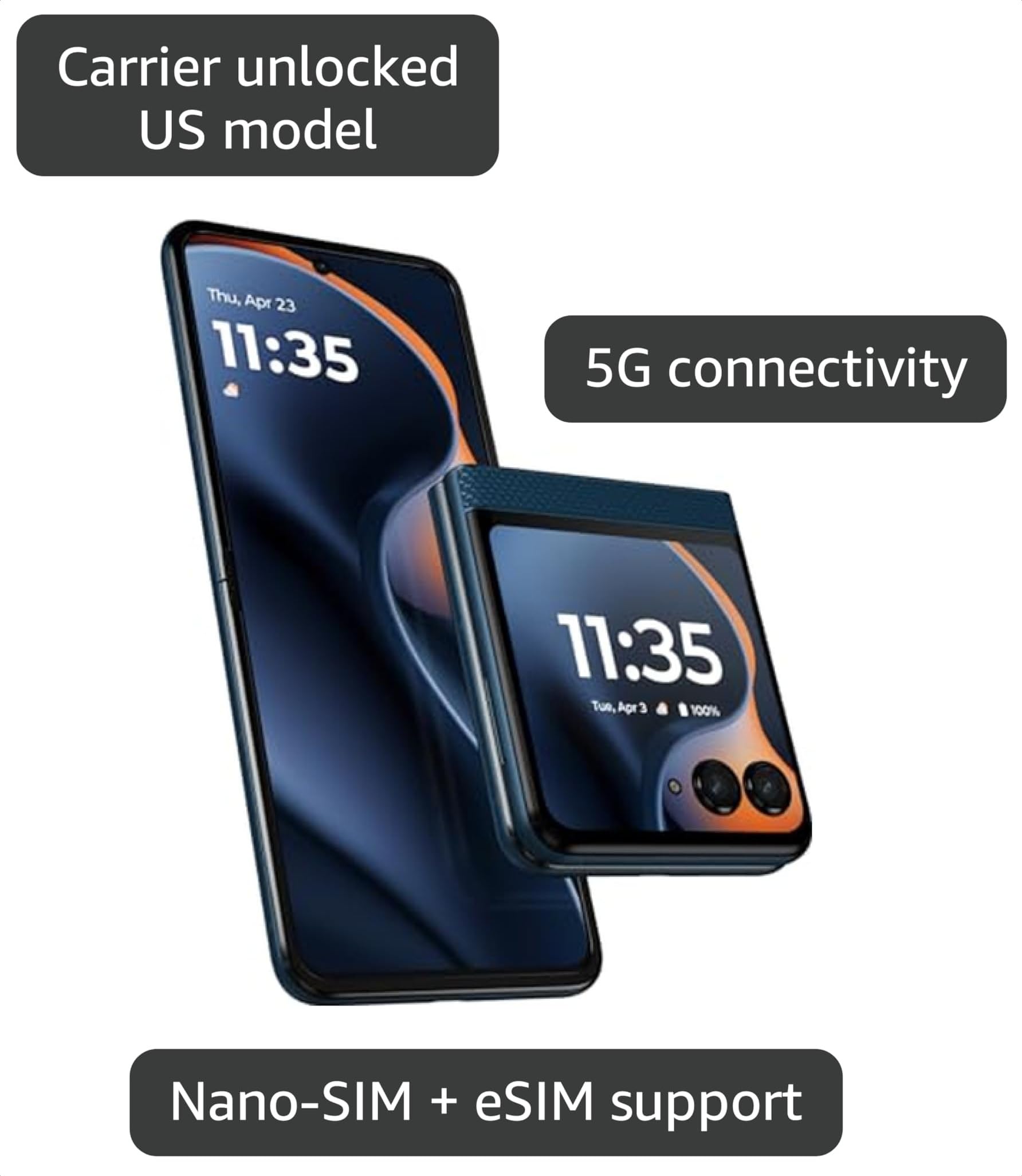 Amazon.com: Motorola Moto Razr 5G 2025, 256GB + 8GB RAM, Sea Blue