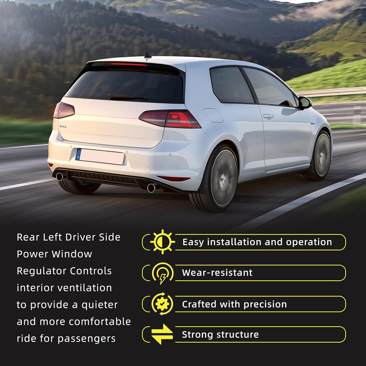 5K4839461 Rear Left Window Regulator Compatible with Volkswagen Golf GTI 2010 2011 2012 2013 2014 2.0L 2.5L,Replacement V103474,Rear Driver Side Power Window Regulator Without Motor