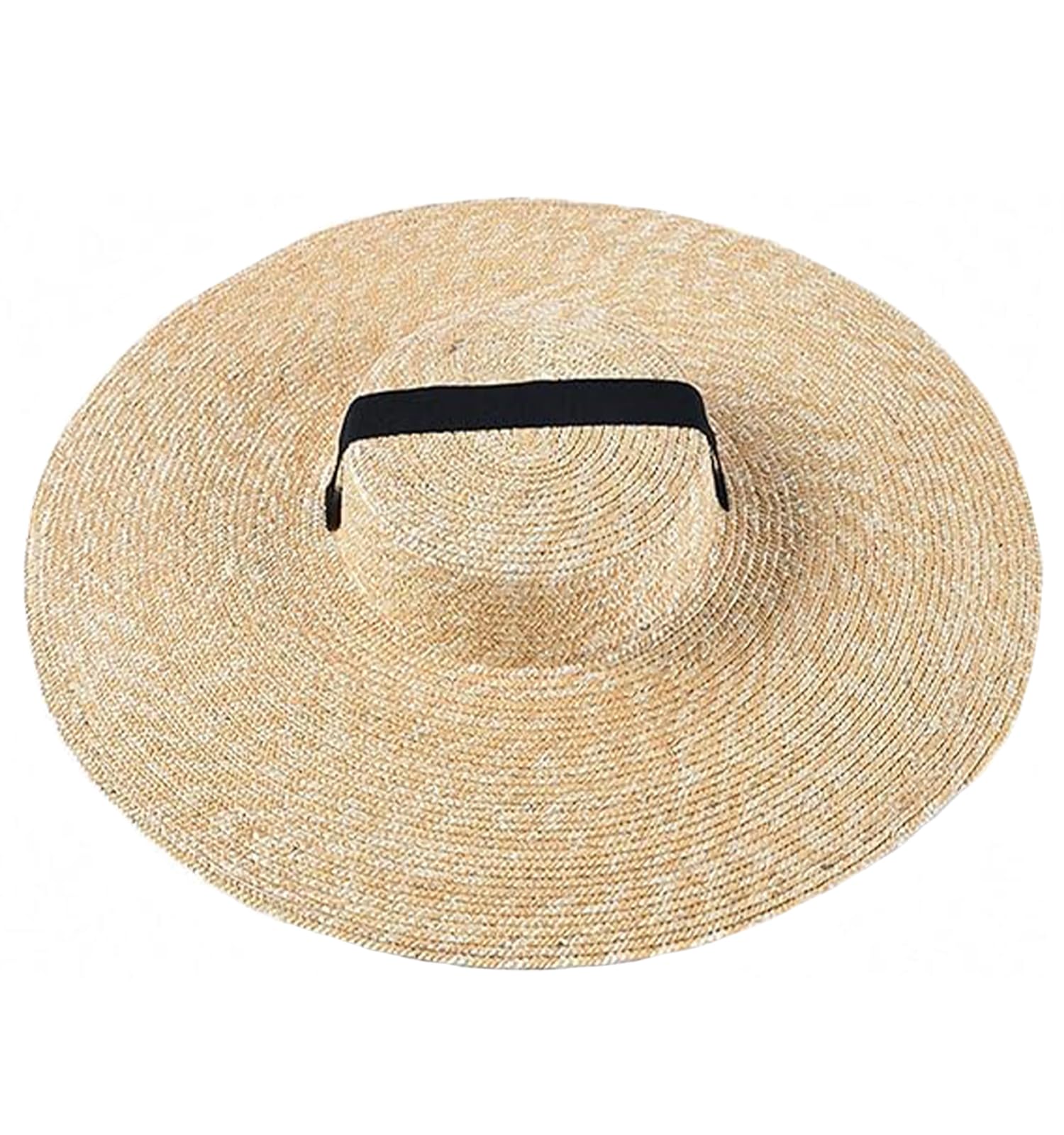 Ulalaza Women's 30000Origin 15Cm Wide Brim Braided Sun Hat Upf 50+ Sun Protection Floppy Summer Beach Cap Straw Hat