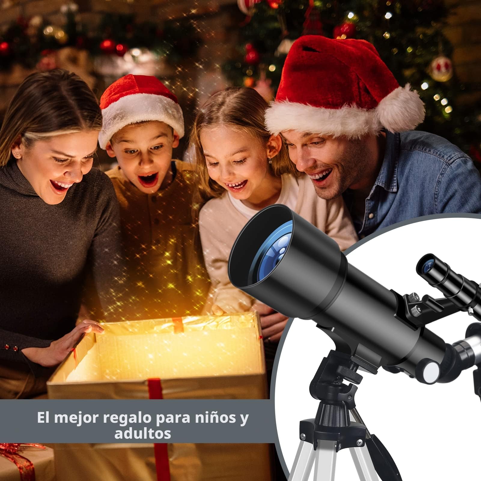 Telescopio 70mm Apertura 400mm Telescopios para Adultos Principiantes Astronomía con Lentes, Visor, Trípode, Bolso, Soporte Móvil, Portátil Refractor Telescopio para Niños & Adultos (Blanco)