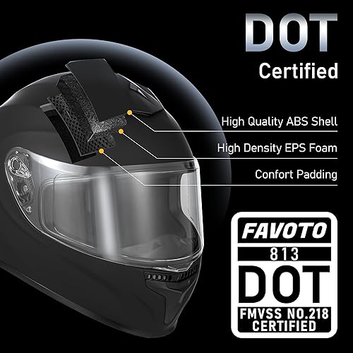 Miniatura 2 de Favoto Casco de motocicleta de cara completa con 2 viseras y película antivaho. Casco de bicicleta de calle aprobado por DOT para adultos, hombres y