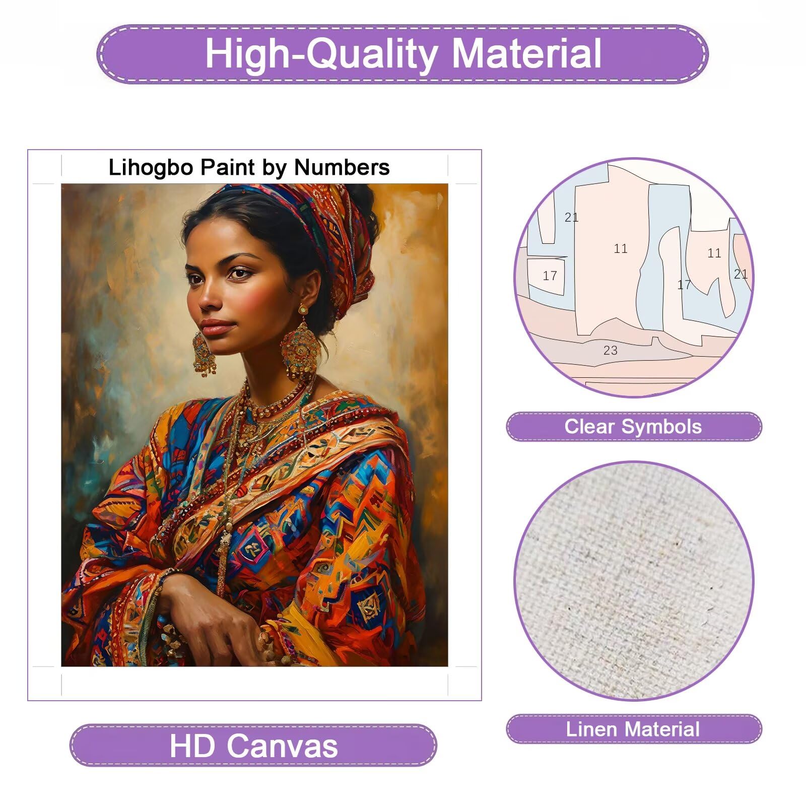 Malowanie według numerów dla dorosłych kobieta, rzemiosło dla dorosłych plemię Paint by Numbers Kits, Zestaw do malowania według numerów z pędzlami i farbami akrylowymi, dekoracja domu, prezent
