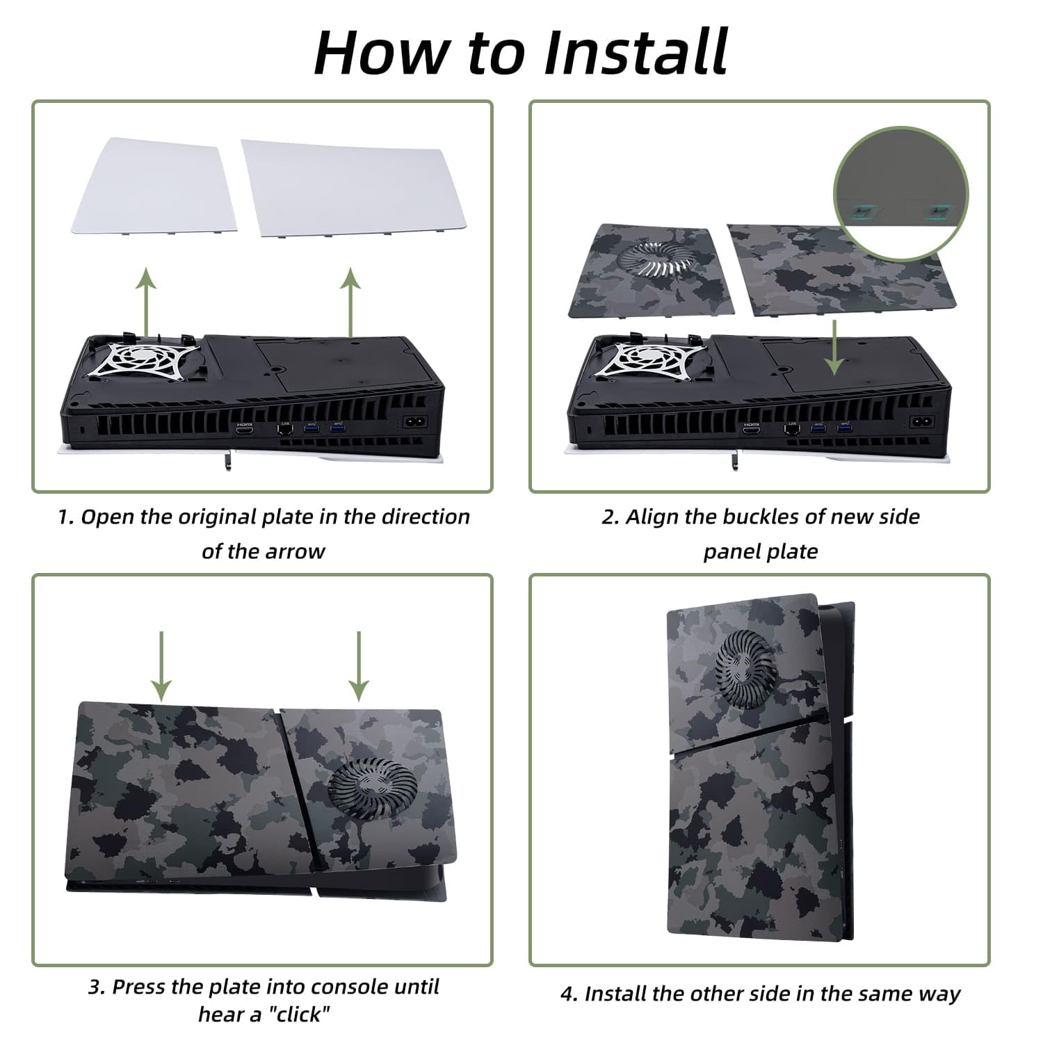 Mcbazel PS5 Slim Faceplate Piastra di Ricambio Placche per Pannello Laterale Rigido Copertura di Ricambio in ABS Accessori con Ventilazione per PlayStation 5 Slim Digital(Not for PS5/PS5 Pro)