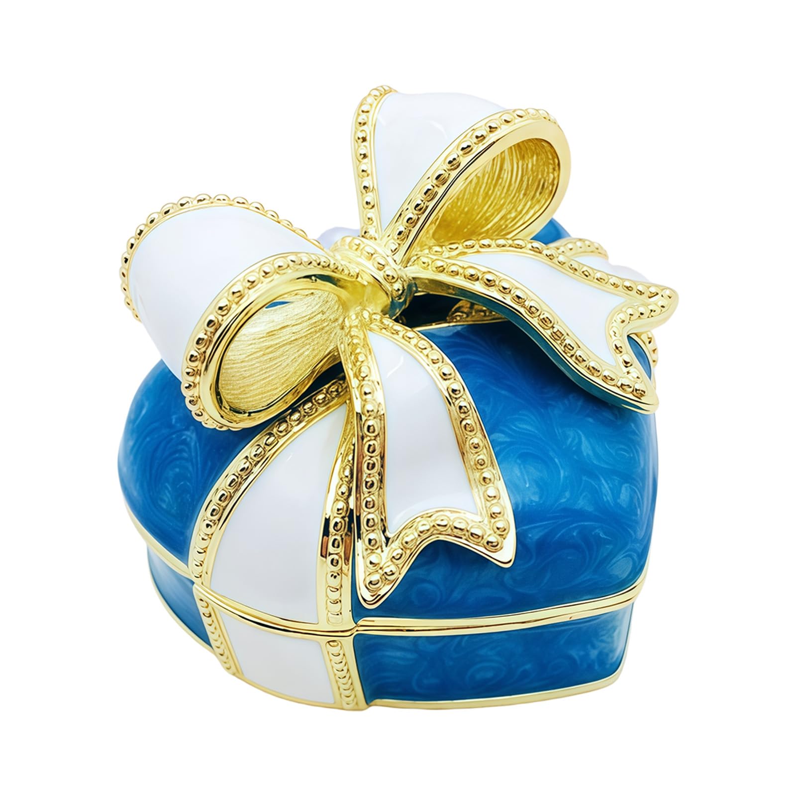 MCAOAL Unique Heart Bowknot Styles Enameled Jewelry Box Sturdy and Beautiful Household Decors Dainty Alloy Jewelry Container Elegant Small Holder