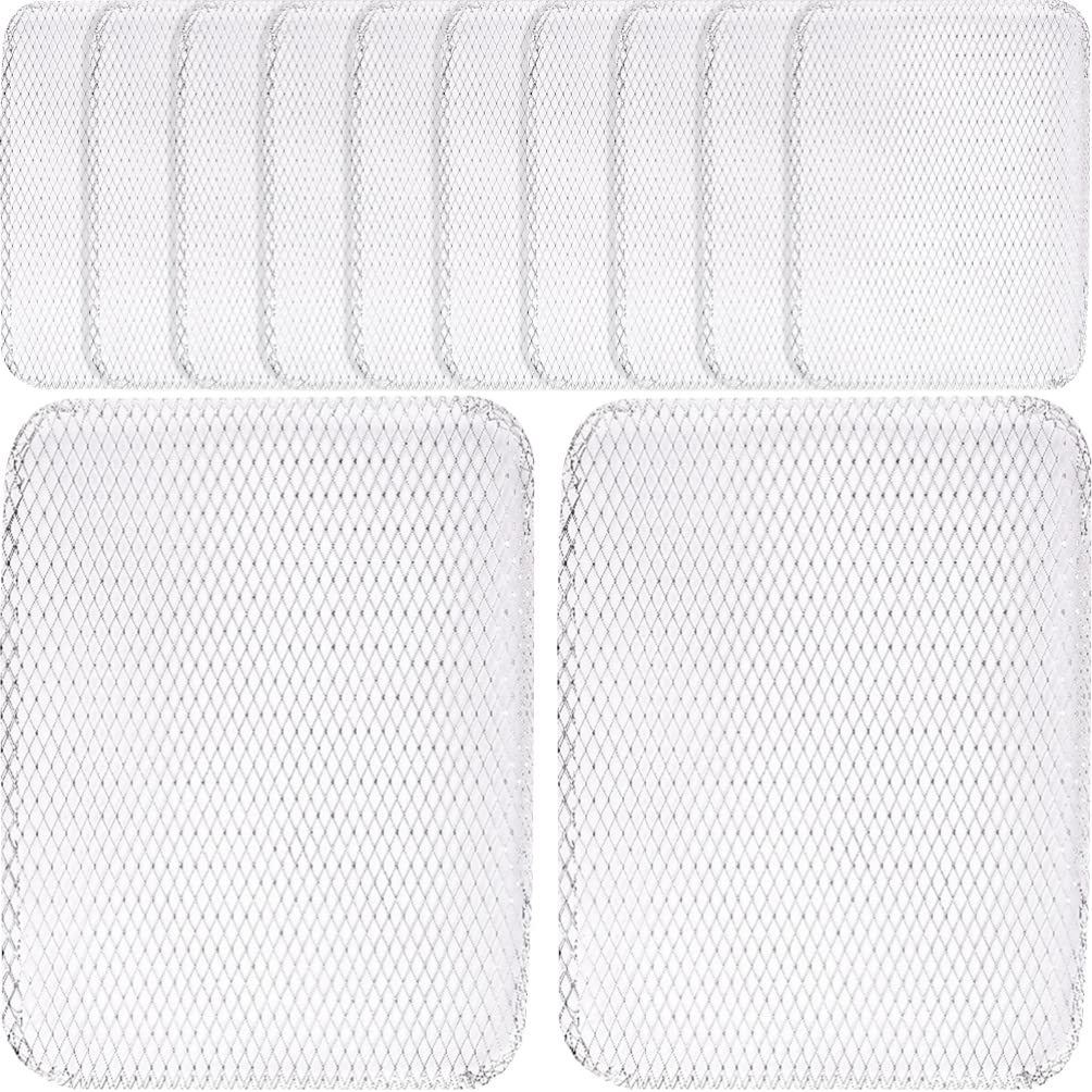 Grill Mesh Mat - Set of 10, Non Stick Aluminum BBQ Grill Mat, Reusable Grilling Mats Works on Gas, Charcoal, Pellet Grill, 15.4x12.2 in