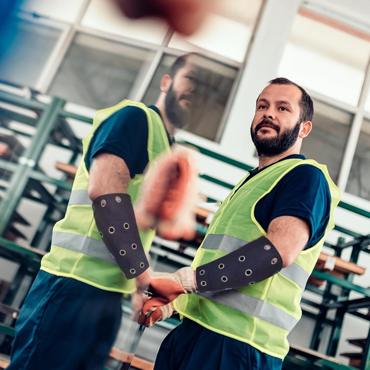 CHILDWEET Cut Resistant Arm Sleeves Protective Denim Wrist Guards Thickened Work Sleeves for Industrial Handling Steel and Glass Transport Safety
