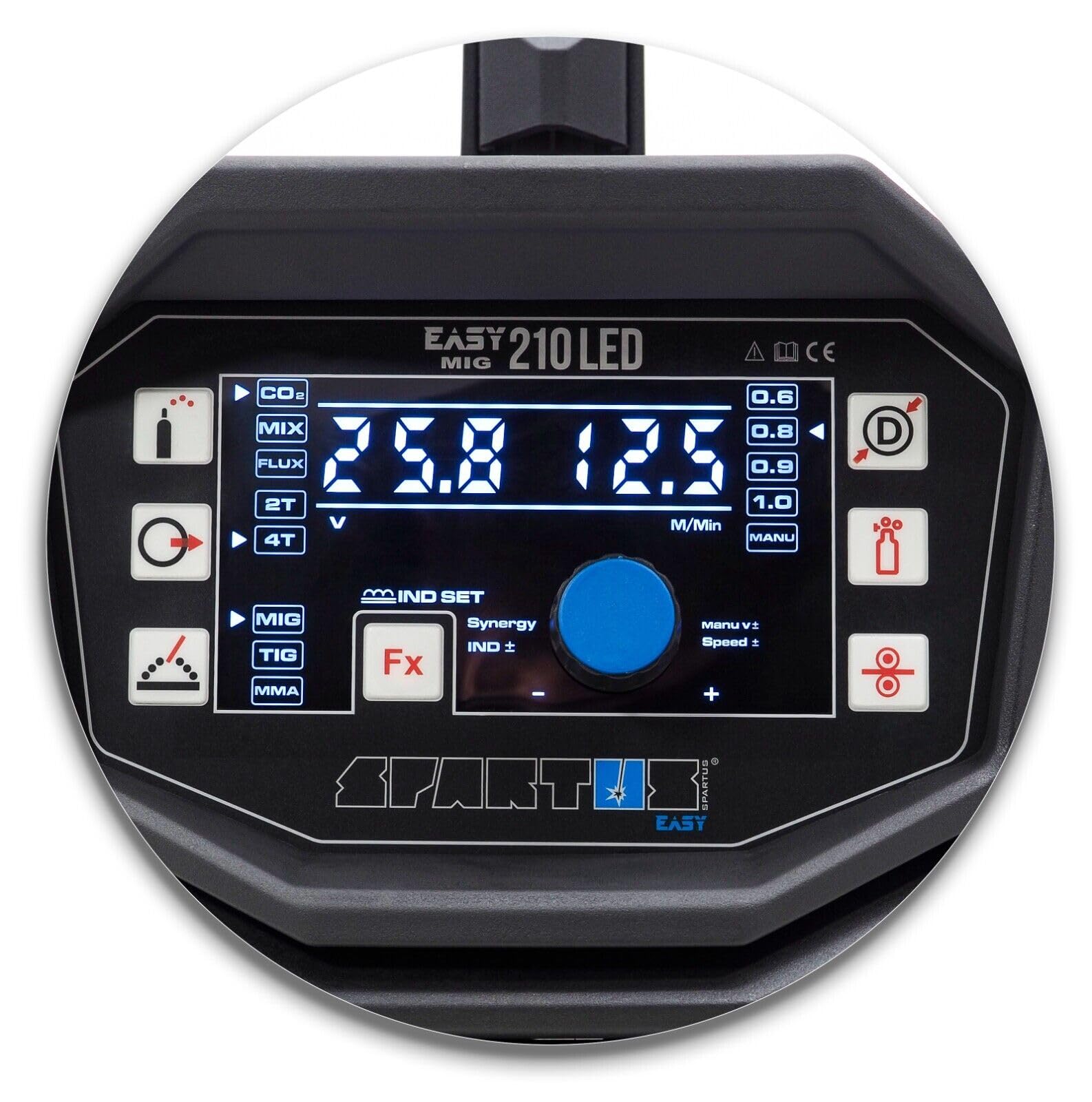 Spartus EasyMIG 210 LED - Equipo de soldadura MIG MAG 200 A – Synergie Inverter 3 en 1 – Alambre de llenado, WIG Lift, MMA, juego completo listo para soldar, 230 V IGBT, inductancia y paquete de