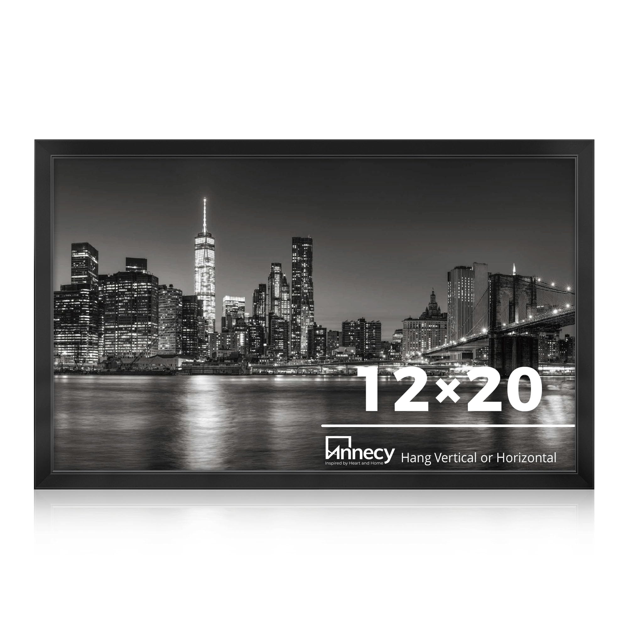 annecy 12x20 picture frame black?1 pack?, panoramic picture frame for wall decoration, classic black minimalist style suitable for decorating houses, offices, hotels