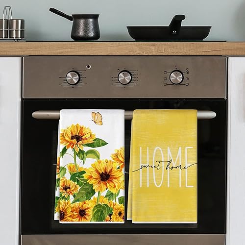 Miniatura 7 de Dycica Toalla de cocina con girasol, hogar, dulce hogar, floral, primavera, verano, mariposa, secado a mano, té para cocina de temporada, limpieza