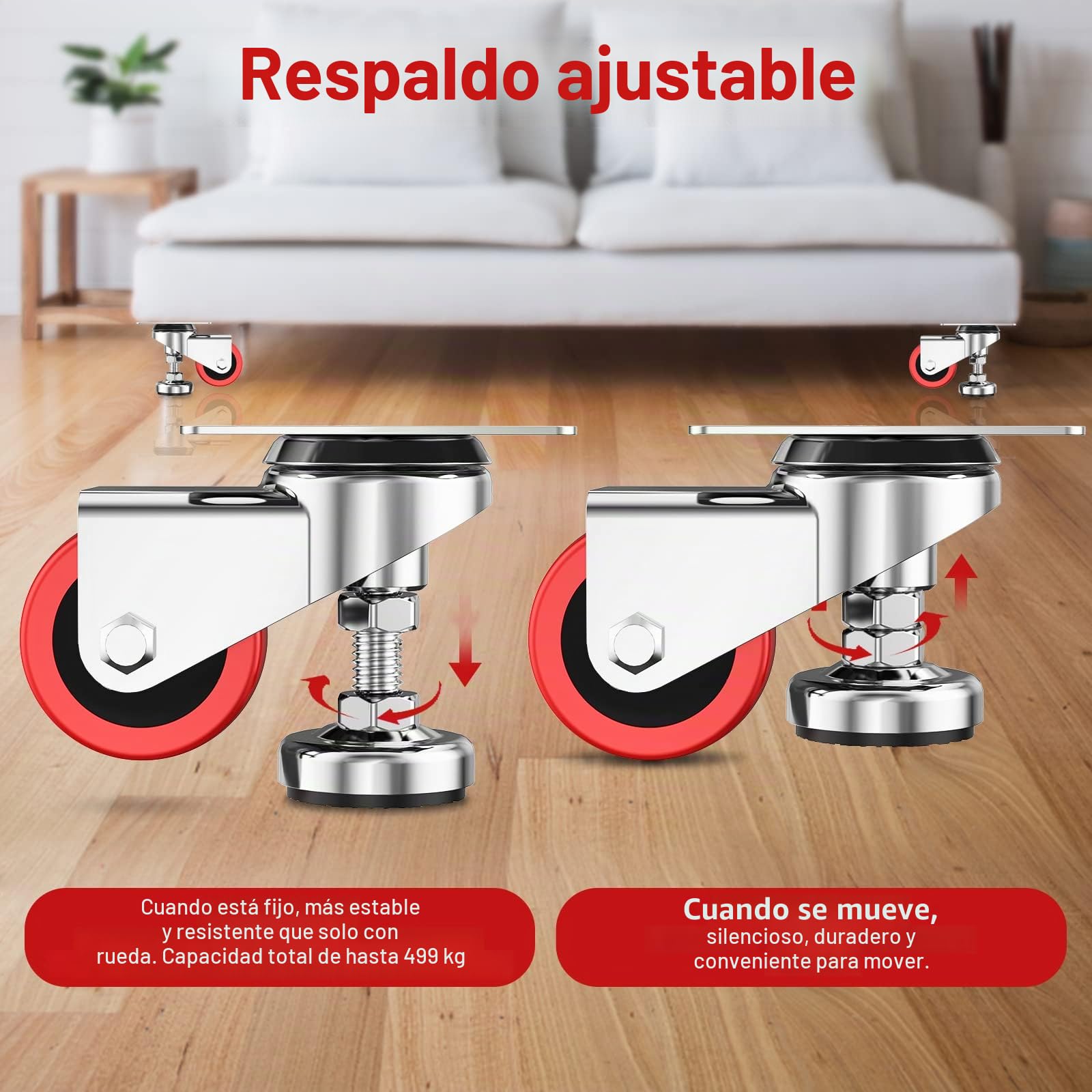Ruedas giratorias de 2 pulgadas con almohadilla antivibración ajustable para banco de trabajo