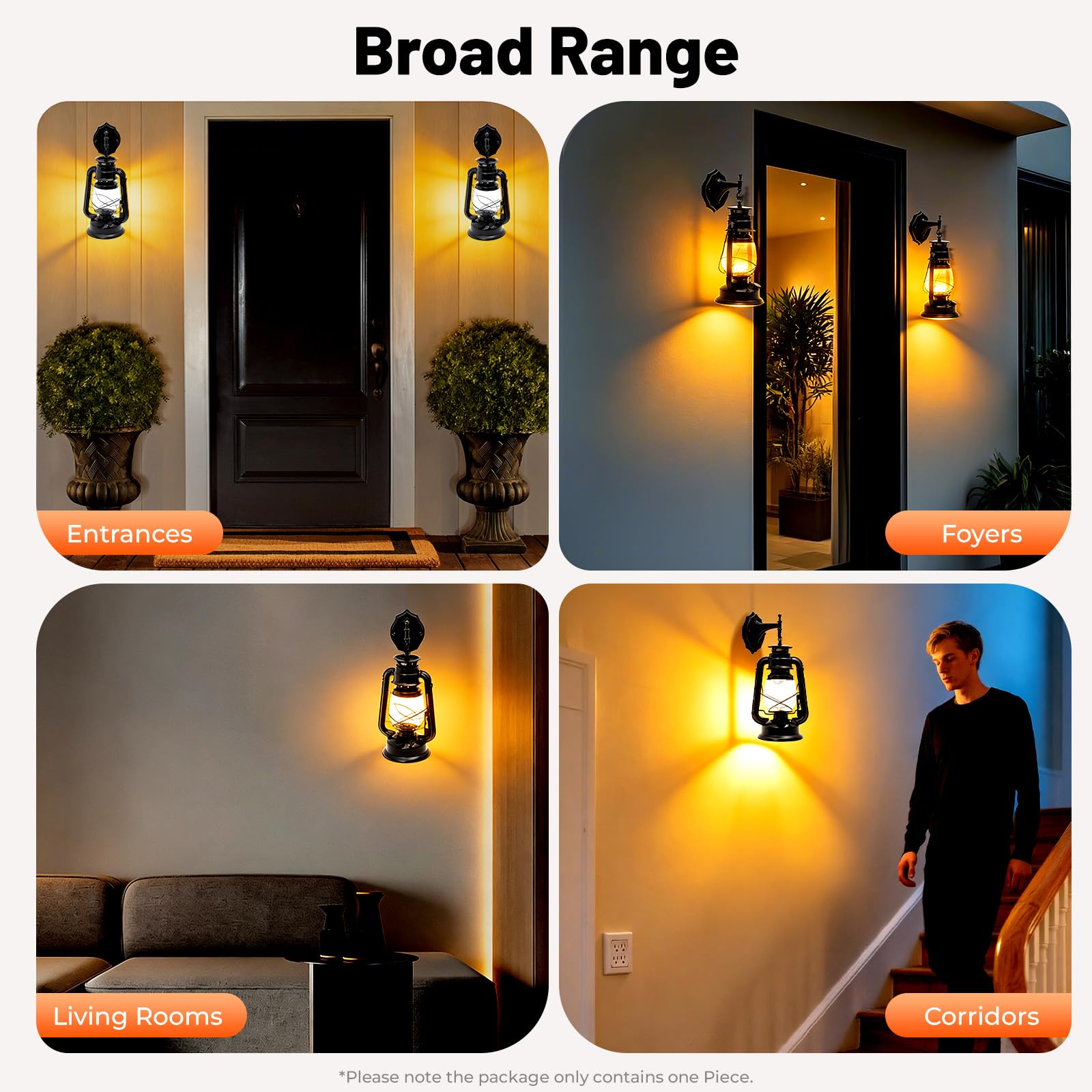 Latarnia ścienna LED w stylu vintage, czarna, E27, 5 W, 3000 K, metalowa, 38 cm