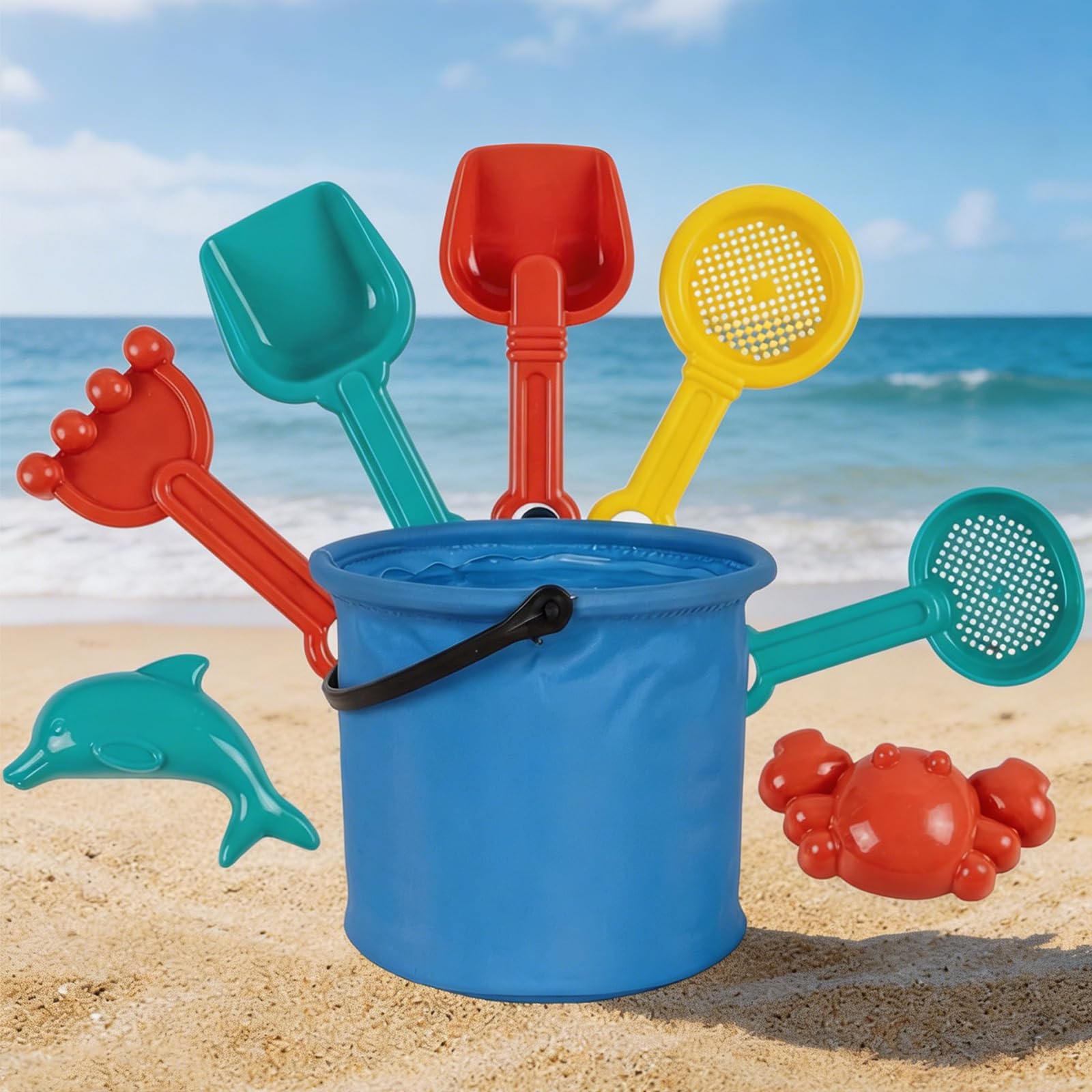 8Pcs Bucket and Spade Beach Set Kids, Bucket and Spade, Beach Toys Collection with Play Sand for Kids, Sand Toys for Outdoor Activities, Durable Construction for Long-Lasting Use