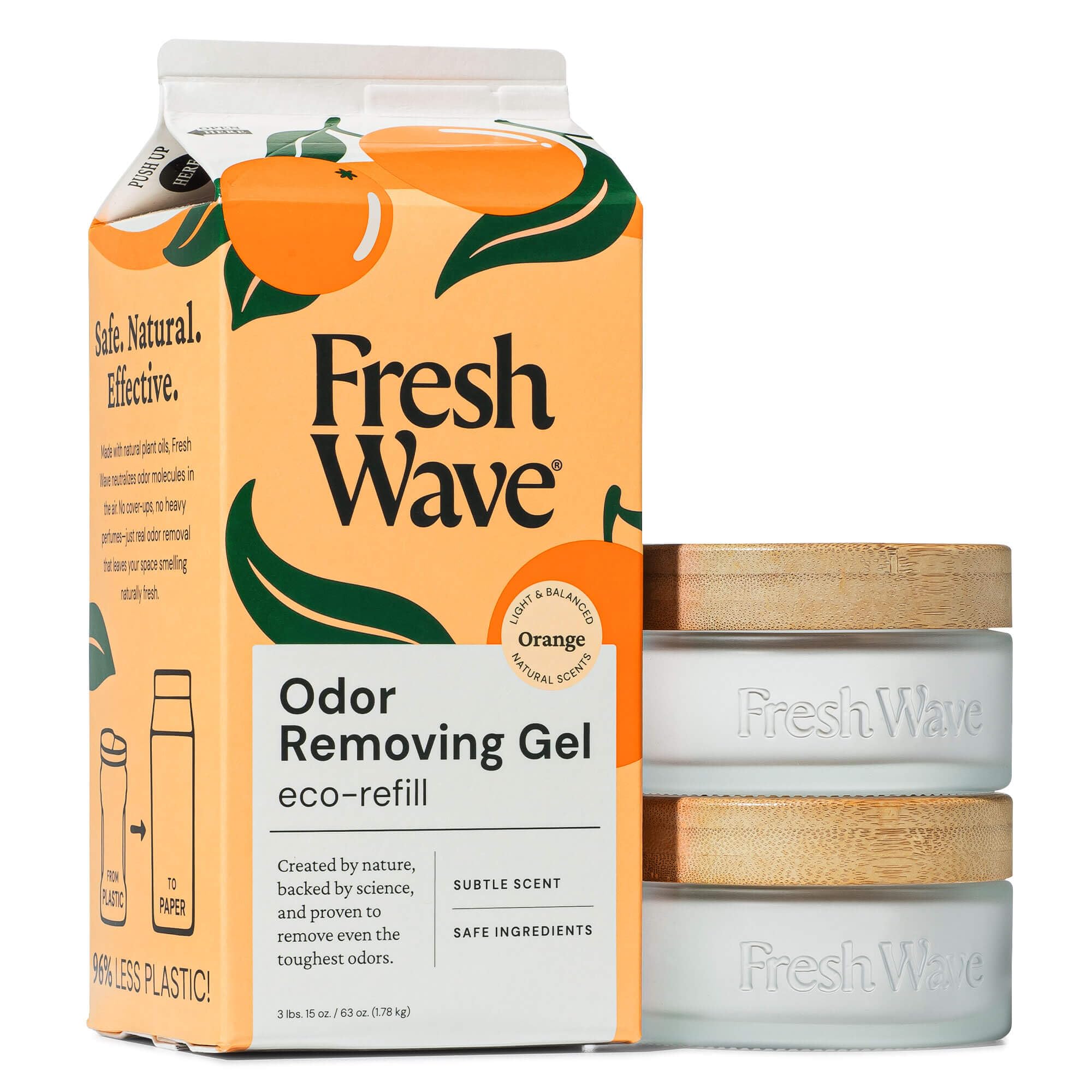 Fresh Wave Odor Removing Gel 2-Pack Glass Jar &amp; 63oz Refill, Orange