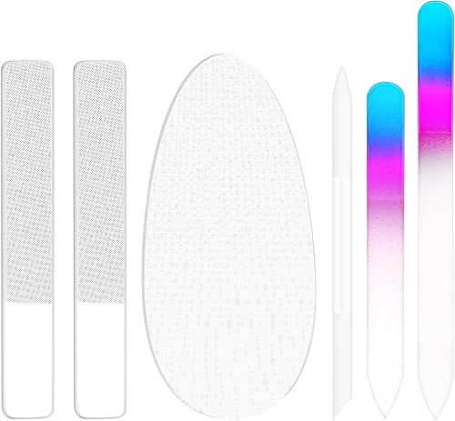 Juego de 6 limas de uñas de vidrio para uñas naturales, empujador de cutículas de cristal, juego de limas de uñas de vidrio con tableros de esmeril disponible en Yaxa Peru