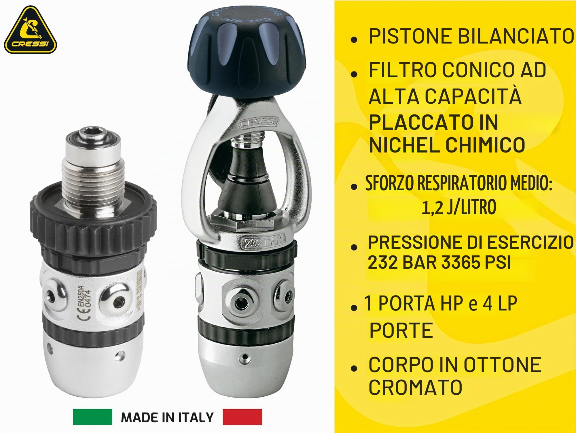 Cressi AC2 / Compact & Octopus XS – Kit regolatore per Immersioni subacquee di Alta qualità