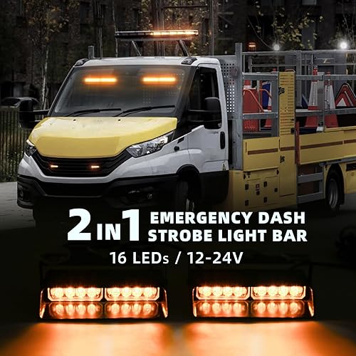 Miniatura 9 de Barra de luz estroboscópica LED 2 en 1 para tablero de emergencia, parabrisas delanterotrasero, luces interiores de advertencia intermitentes para