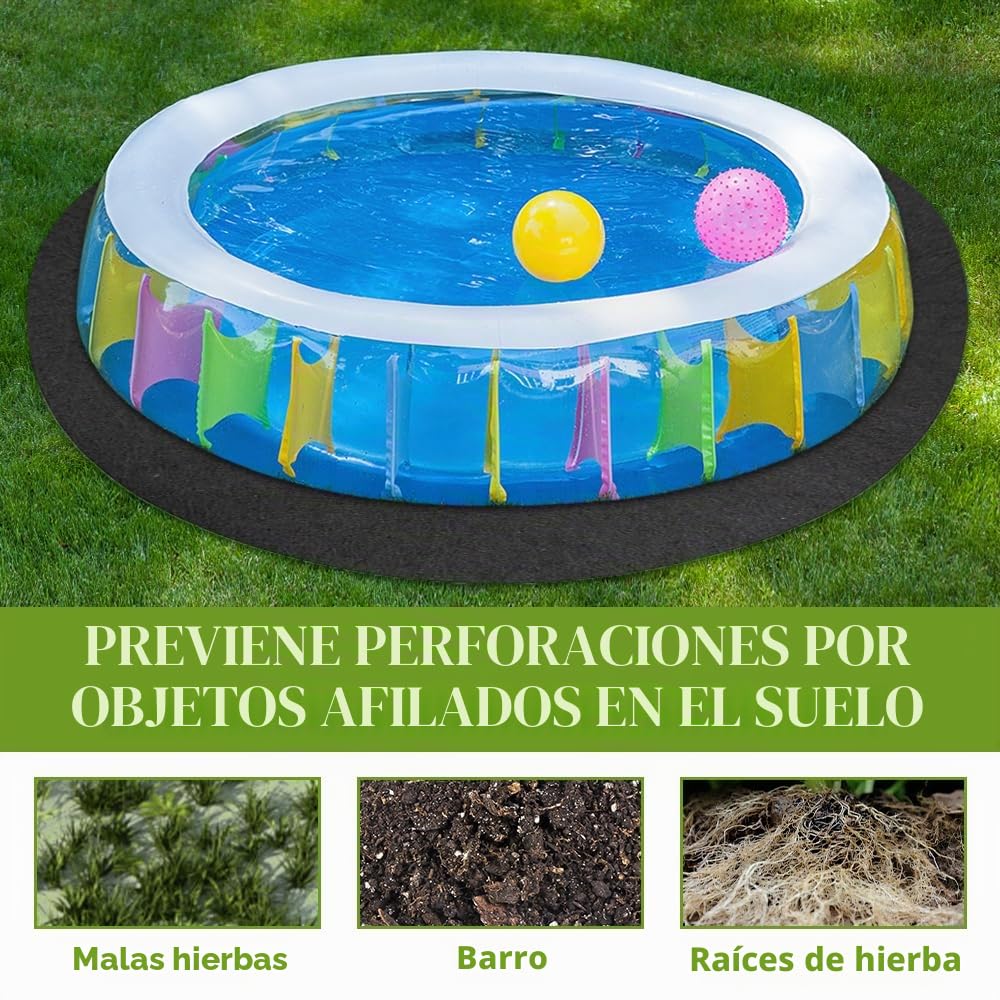 Base de Piscina Redonda, Revestimientos Redondos para Piscinas Elevadas, Almohadilla para Revestimiento de Piscina, para Piscinas sobre El Suelo, Alfombrilla Fieltro Absorbente Agua(Negro)