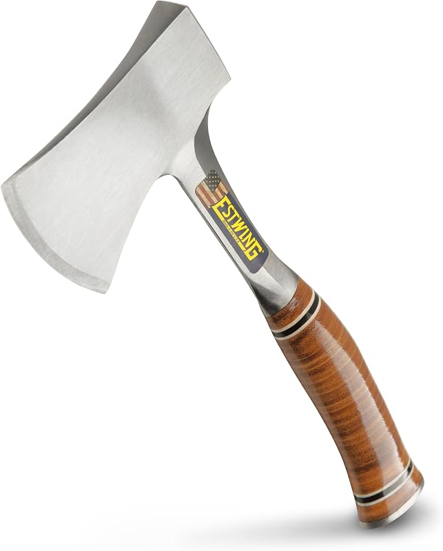 ESTWING 14" Sportsman's Axe, Estwing's World Famous, Durable | Made in USA, Outdoor Versatility, Genuine Leather Grip, Forged In One Piece, Heavy Duty Sheath