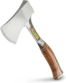 Estwing Machado esportivo – Machado de acampamento de 35,5 cm com estrutura de aço forjado e aderência de couro legítimo – E24A