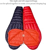 Vista 8 de Mountaintop Saco de dormir ultraligero de plumón tipo momia con relleno de plumón de pato de 650 puntos de llenado, adecuado para 32 grados F