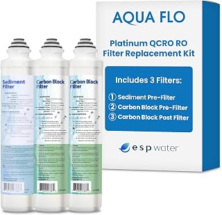 Aqua Flo Platinum QCRO RO Filter Replacement Kit – Improves Taste by Reducing Chlorine & Odors, Cost-Effective Filtration, Membrane Sold Separately
