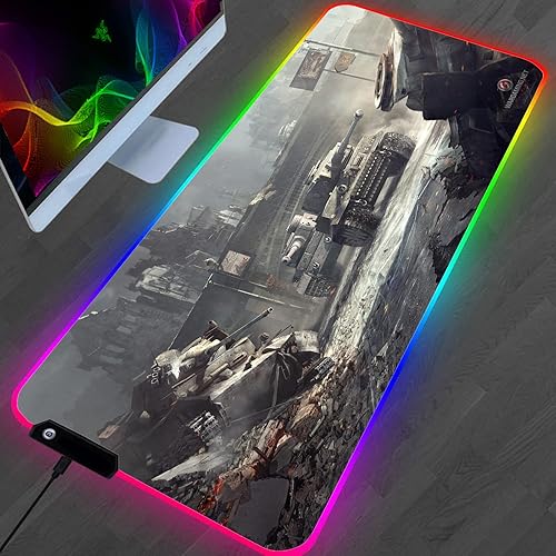 Alfombrilla de mouse para juegos de anime, RGB Fight Mouse Pad Accesorios para jugadores, alfombrilla de mouse LED grande para juegos XXL con