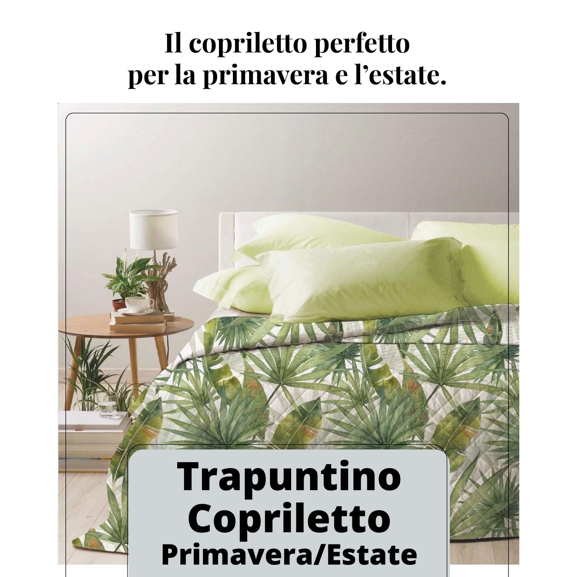 S&G Home Boutis Trapuntino Estivo copriletto trapuntato Traspirante e Anallergico, Disponibile in Diverse Misure e Fantasie (Giungla, Matrimoniale)