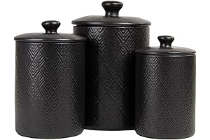 10 Strawberry Street Kitchen Canister, 3 Piece Set, Marquis Matte Black
