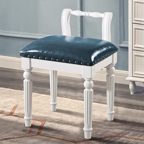 Miniatura 1 de Bancos de tocador cuadrado con patas de madera de caucho, capacidad de 551.2 lbs, 17.7 in17.7 pulgadas, taburete de maquillaje, banco acolchado,