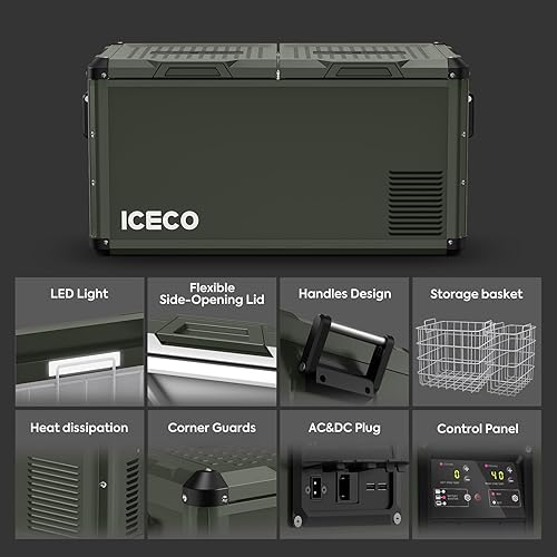Miniatura 5 de ICECO VL75 ProD - Refrigerador portátil de 12 V, con CACC, refrigerador de doble zona de 75 litros alimentado por SECOP, de 0  a 50 , enfriador