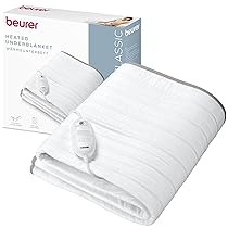Beurer TS 17 Coprimaterasso Termico, Scaldaletto in Morbido Pile, Antiscivolo con Fissaggio a Elastico, 3 Livelli di Calore, 150 x 80 cm, Interruttore Rimovibile, Lavabile in Lavatrice a 30 °C