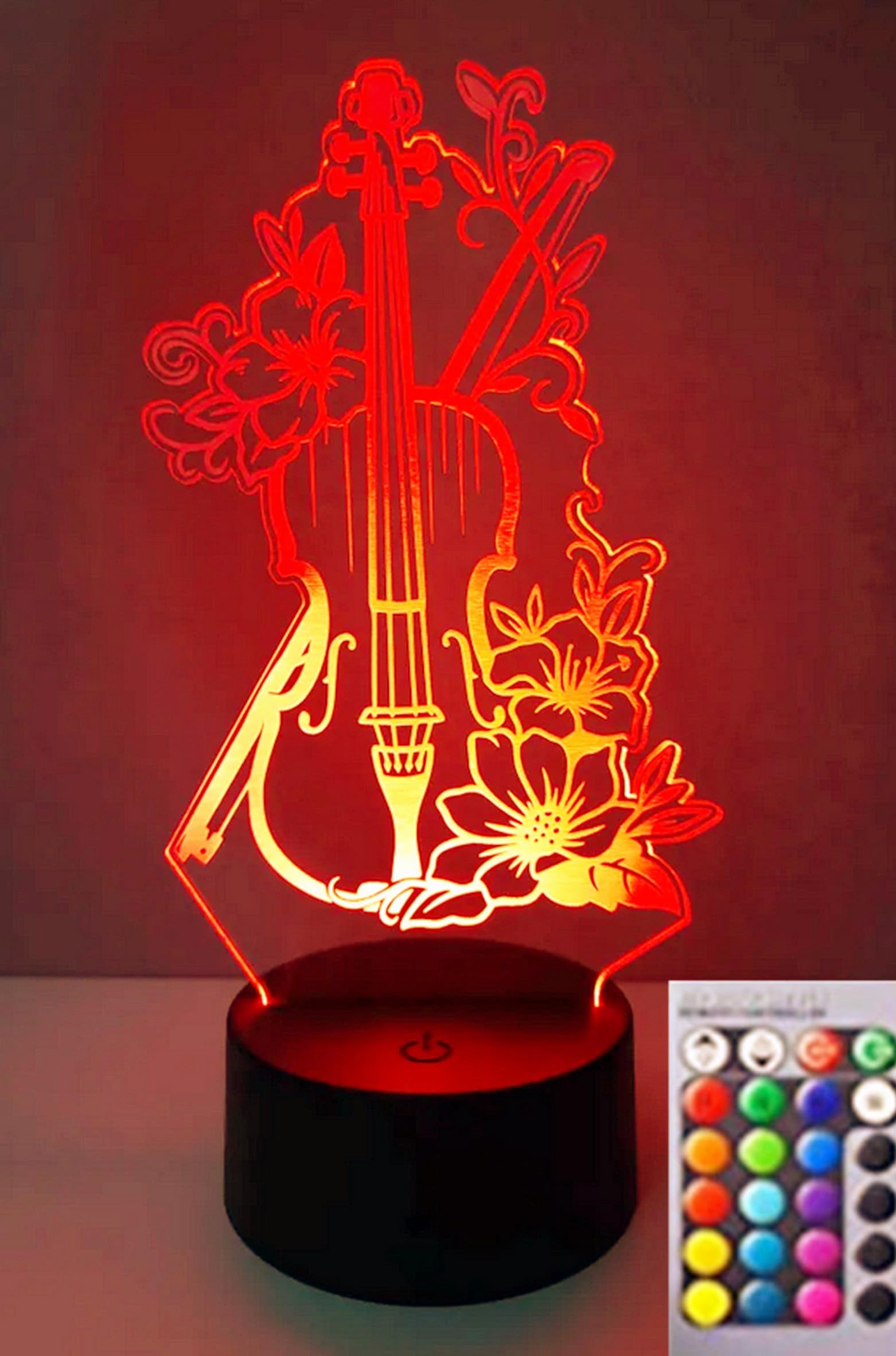 Nastrojowe światło do gitary 3D, 16 kolorów, USB, lampa stołowa LED, prezent do domu, na imprezę, urodziny, prezent