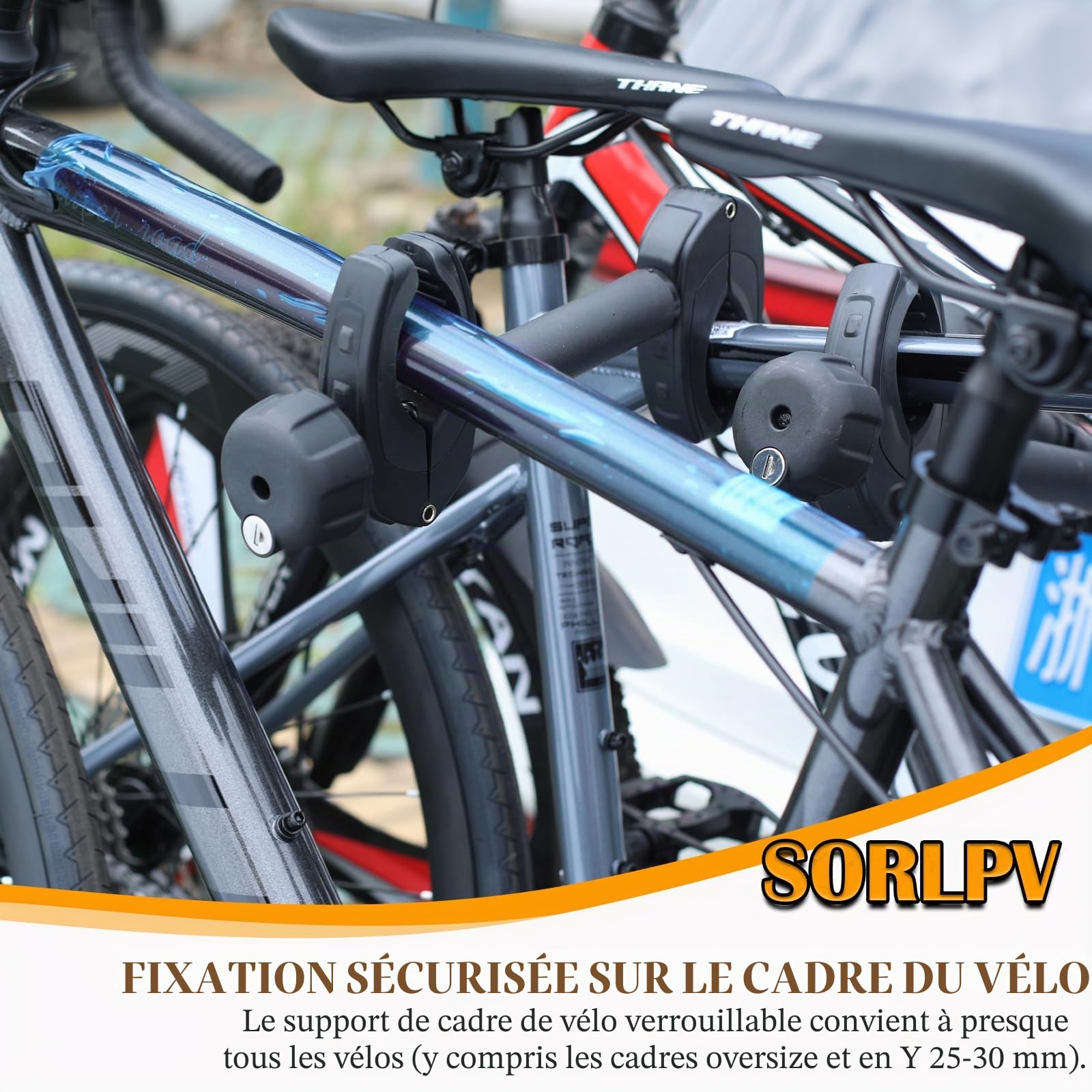 Support de Cadre pour Porte-vélos Longueur 25 cm, Support de Cadre de vélo Court Universel, verrouillable, pour Tube de Support en U : Ø 2,5-3 cm, pour diamètre de Cadre du vélo : Ø 3-6 cm