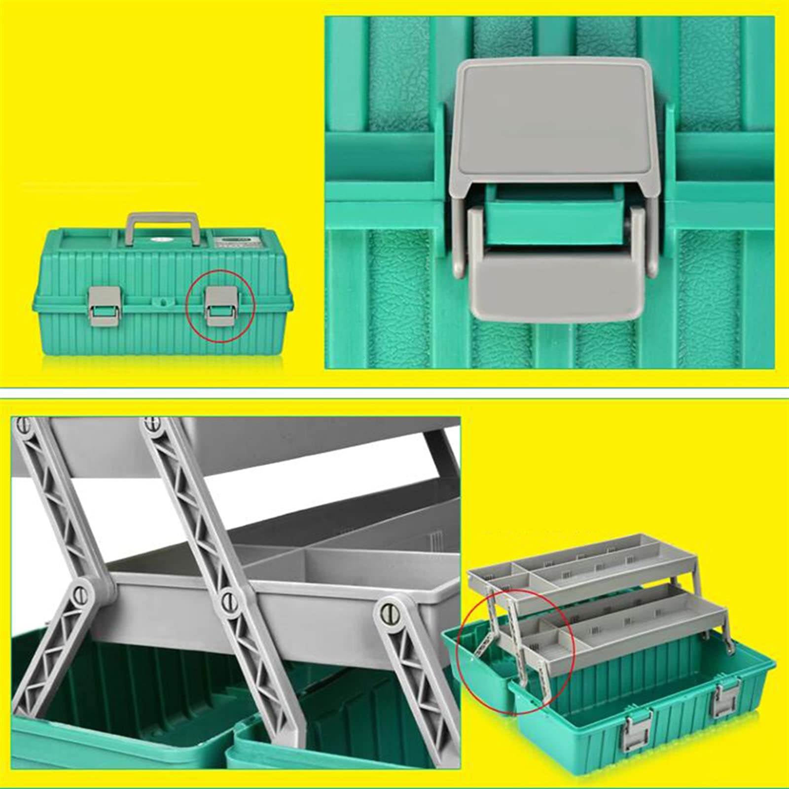 Cassetta Portautensili Valigetta for attrezzi in plastica Cassetta degli attrezzi pieghevole Attrezzatura resistente agli urti Fotocamera Cassetta degli attrezzi for riparazione pesca da viaggio Organ