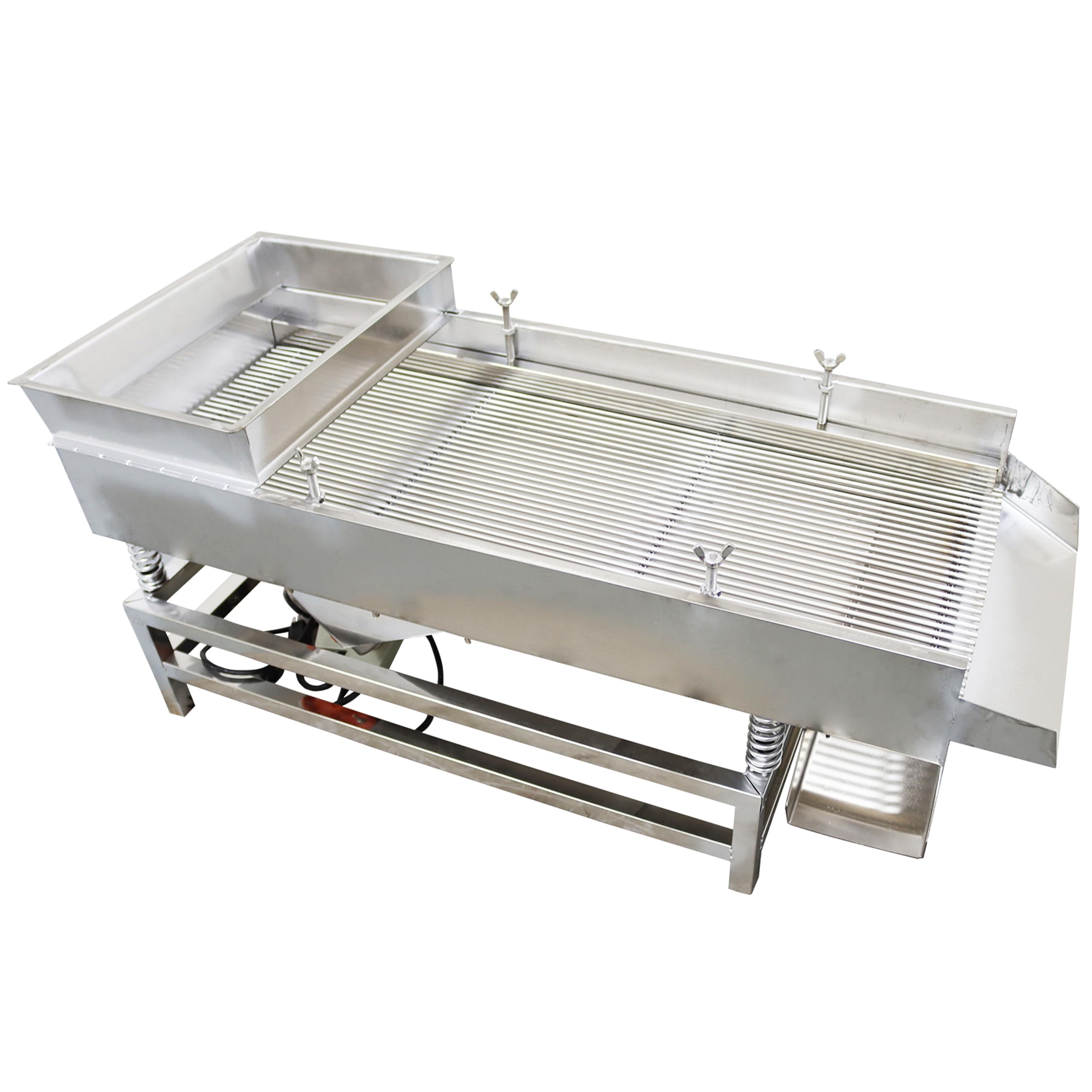 LGXEnzhuo JG40-95 Full Linear Vibrating Screen with one 6mm Long Bar Sieve Screen 110V 80W Dual Motor Stainless Steel