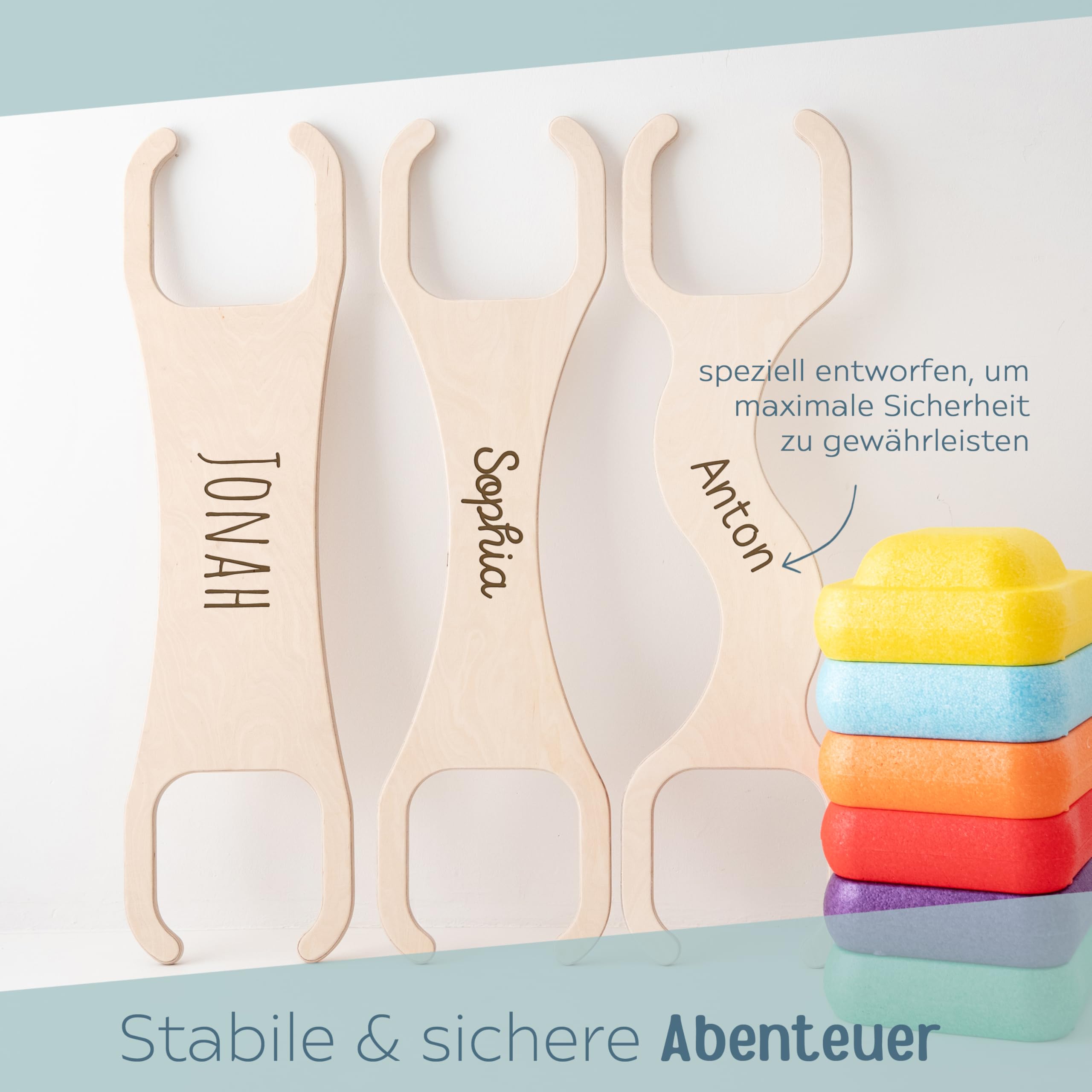 personalisierbare Abenteuerbrücke für Amazon & Smyths Balanciersteine, Brett, Balancierbrett, Geschicklichkeit Training für Kinder für Sport und Freizeit mit deinem Namen