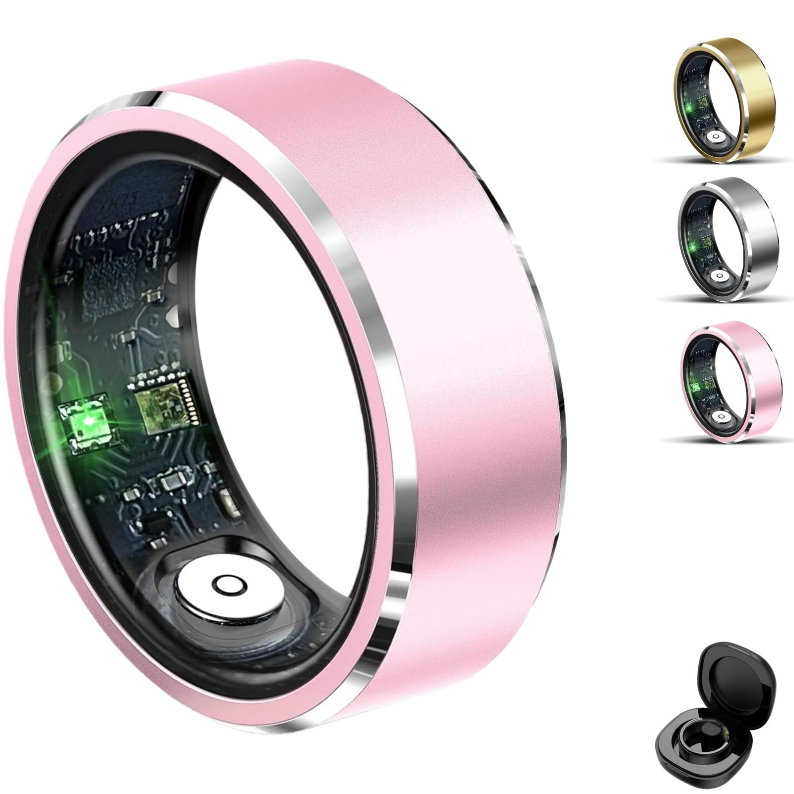 Neksong Sekoda Smart Health Ring,Health Monitoring Fitness Tracker with Heart Rate, Sleep Monitoring, Blood Oxygen, Blood Pressure (Pink,#11)