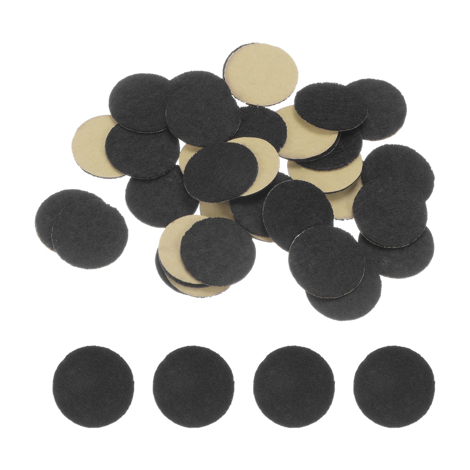 HARFINGTON 48pcs Round Adhesive Felt Circles, 20mm 3/4" Pre Cut Felt Craft Stickers Non-Woven Mini Felt Fabric Circles for DIY Sewing Handcraft Cut Projects Craft Finishing, Black