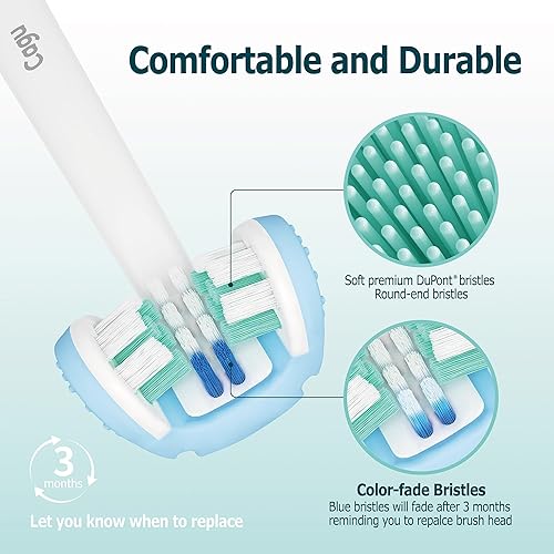 Miniatura 4 de Cagu Cabezales de cepillo de dientes de tres caras con cepillo de lengua compatible con cabezal de cepillo de repuesto Philips Sonicare, cabezal de