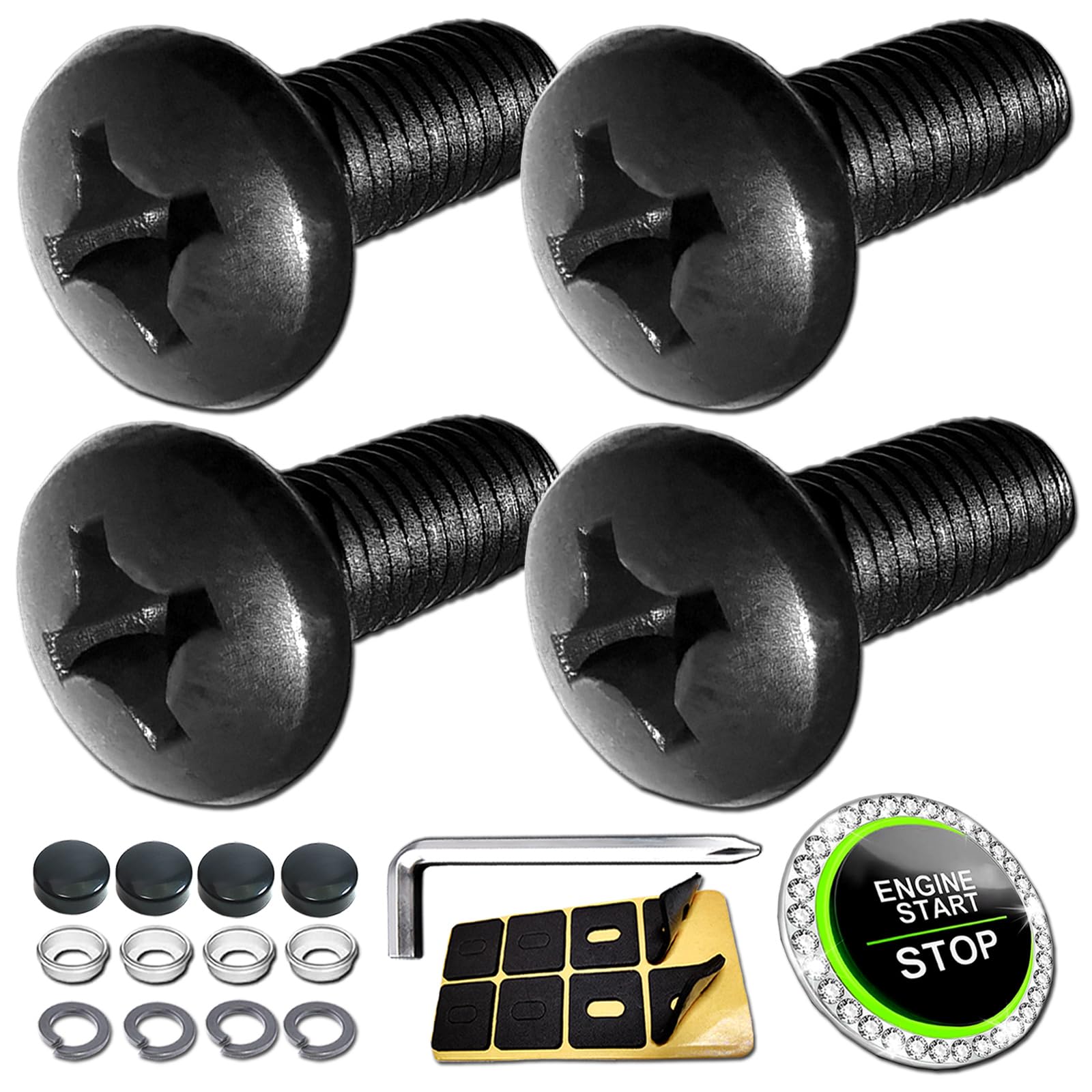 M5 License Plate Screws for BMW & Tesla - M5-0.8x12mm Black Stainless Steel Car Tag Bolts, Rustproof Mechanical Fasteners Hardware with Caps