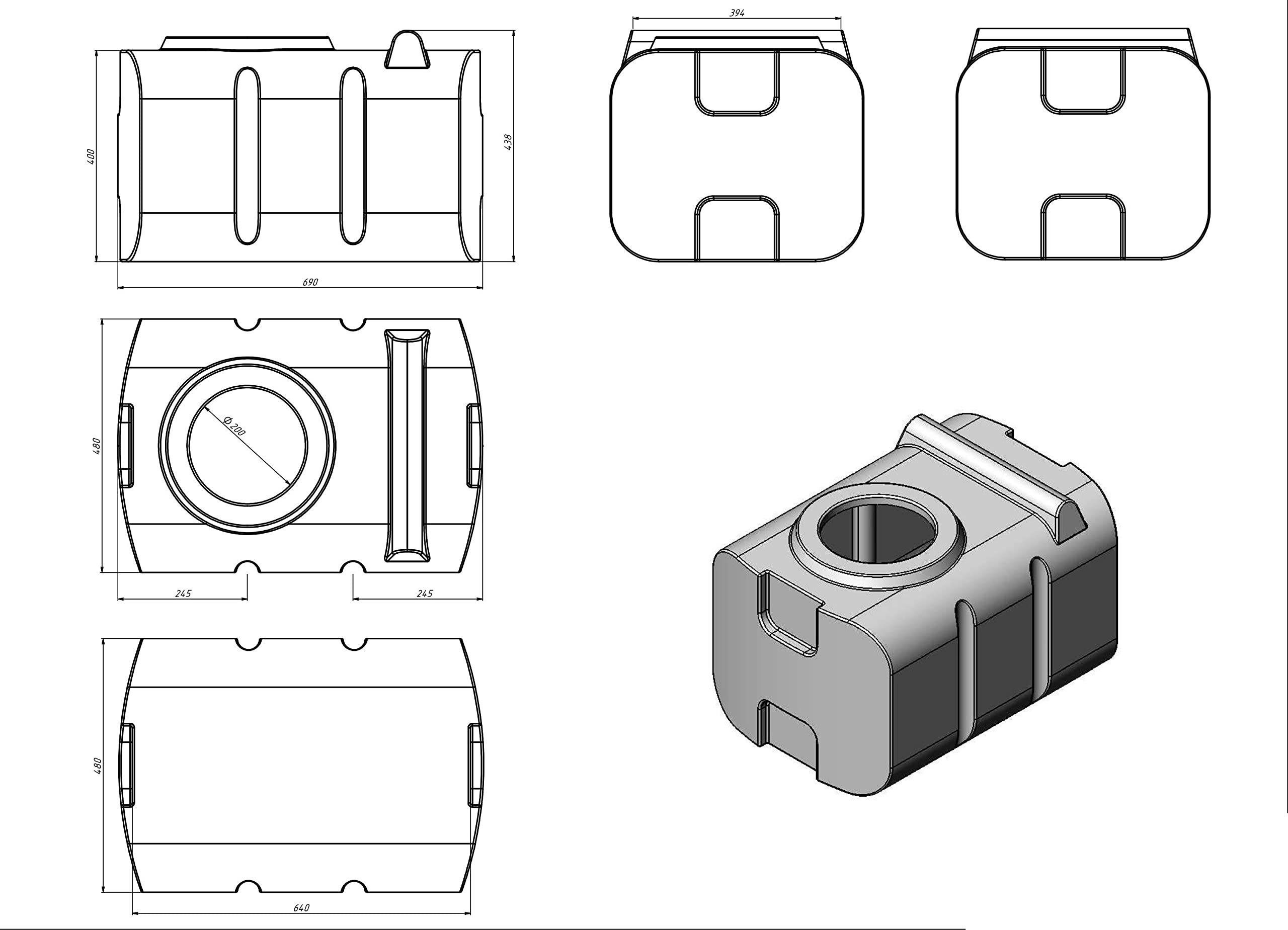 Varile Depósito de Agua Potable de 100 l, sin bisfenol A, Rosca de latón integrada de 3/4", Apto para Alimentos (Negro)