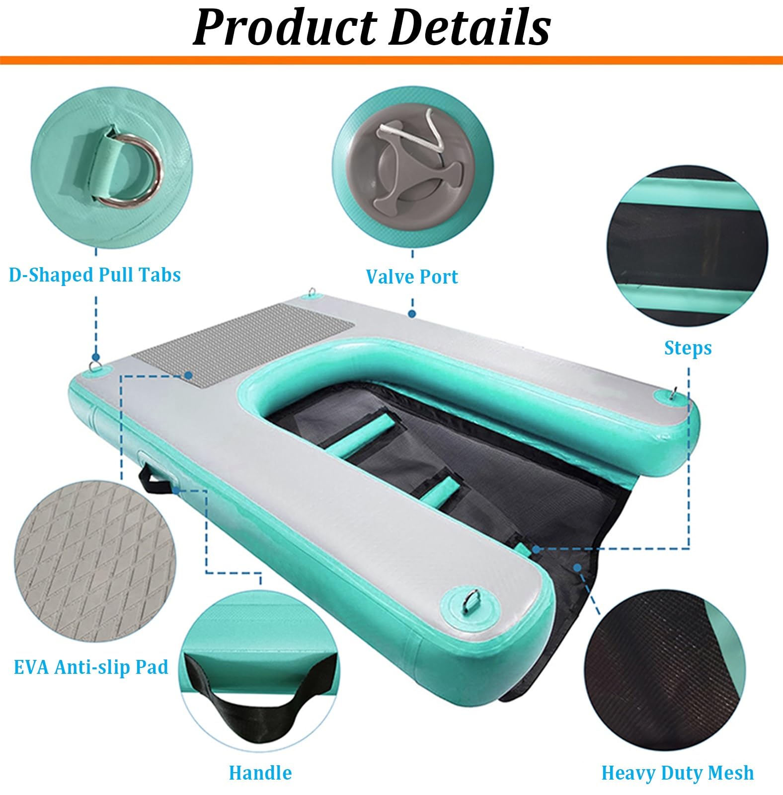 Rampa Piscina para Perros Rampa Flotante para Perros con Accesorios Inflables y de Mantenimiento, Escalera de Piscina para Perros Pequeños y Grandes, Plataforma para Embarcación y Muelle para Perros(L