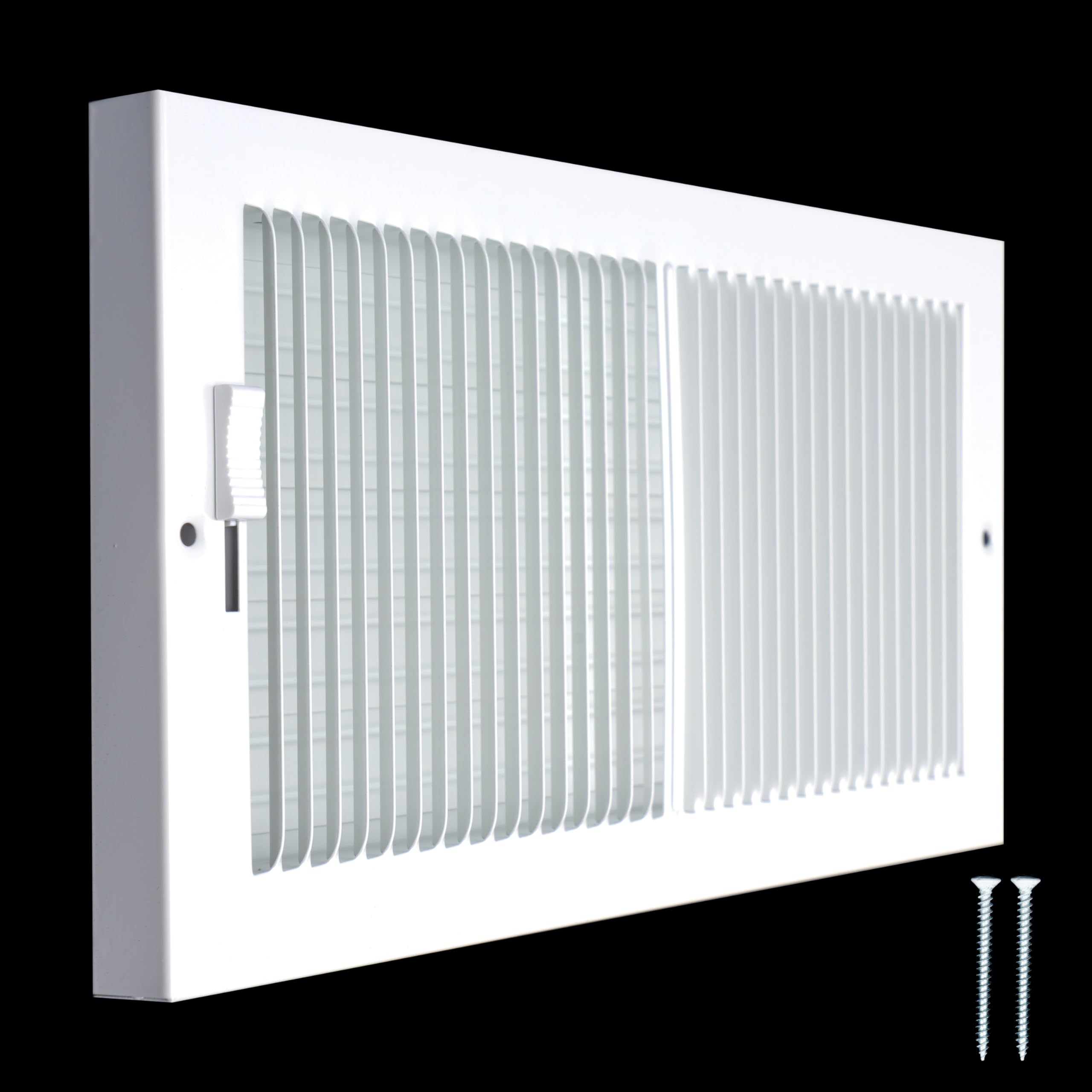 fits 12x6 duct opening | steel baseboard air supply grille with multi-shutter damper by handua | air register vent cover grill | white | outer dimensions: 13-1/4" x 7-1/4"