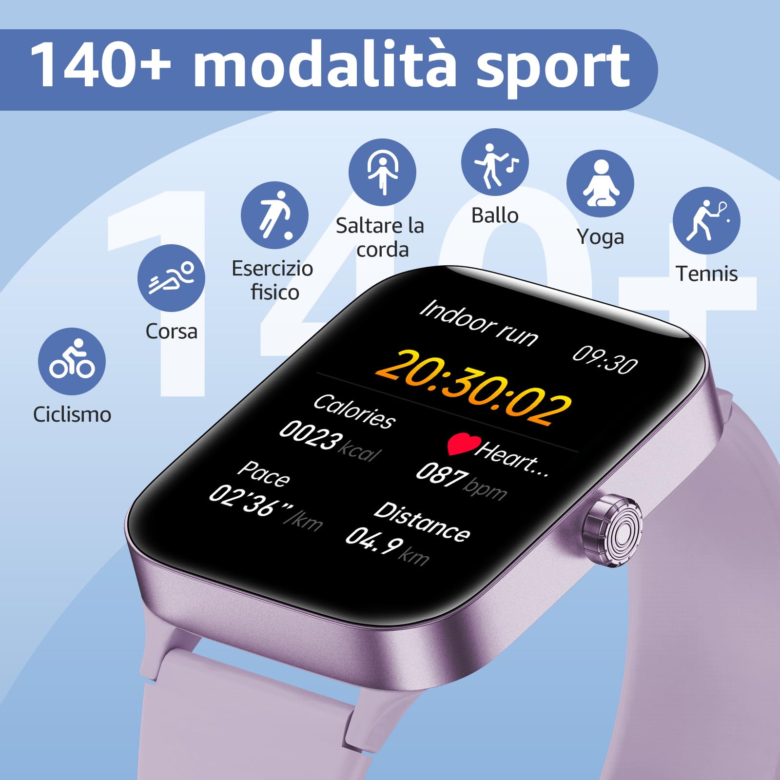 Smartwatch Uomo Donna, 1.95" Full Touch Screen Smartwatch con Effettua/Risposta Chiamate, Fitness Tracker con Pressione Sanguigna e Monitor Sonno, 140+ Sport Step Counter per Android iOS