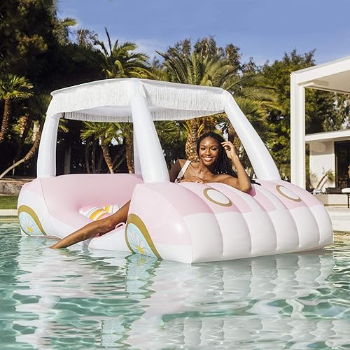 Miniatura 4 de FUNBOY & Malibu Barbie Carro de golf inflable de lujo flotador de piscina de verano + FUNBOY inflable gigante de lujo rosa retro convertible clásico