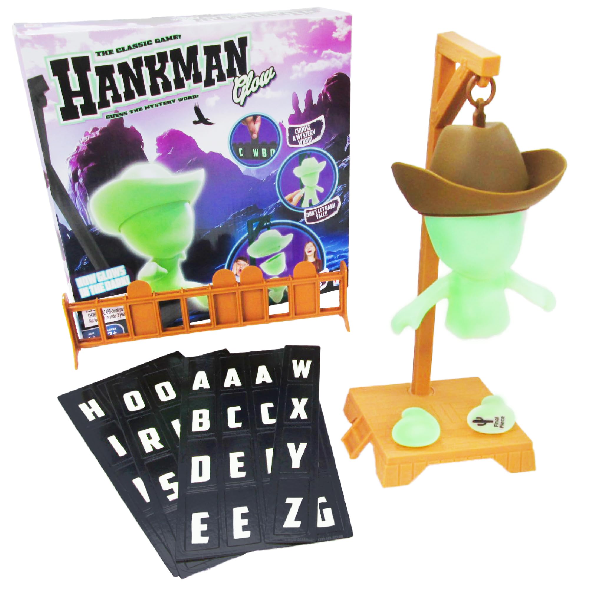 Fotorama Hankman Glow Magnetic Hangman Word Guessing Game, Glow in The Dark Travel Toy, Mystery Letter Games, Gifts for Kids Ages 6 and Up